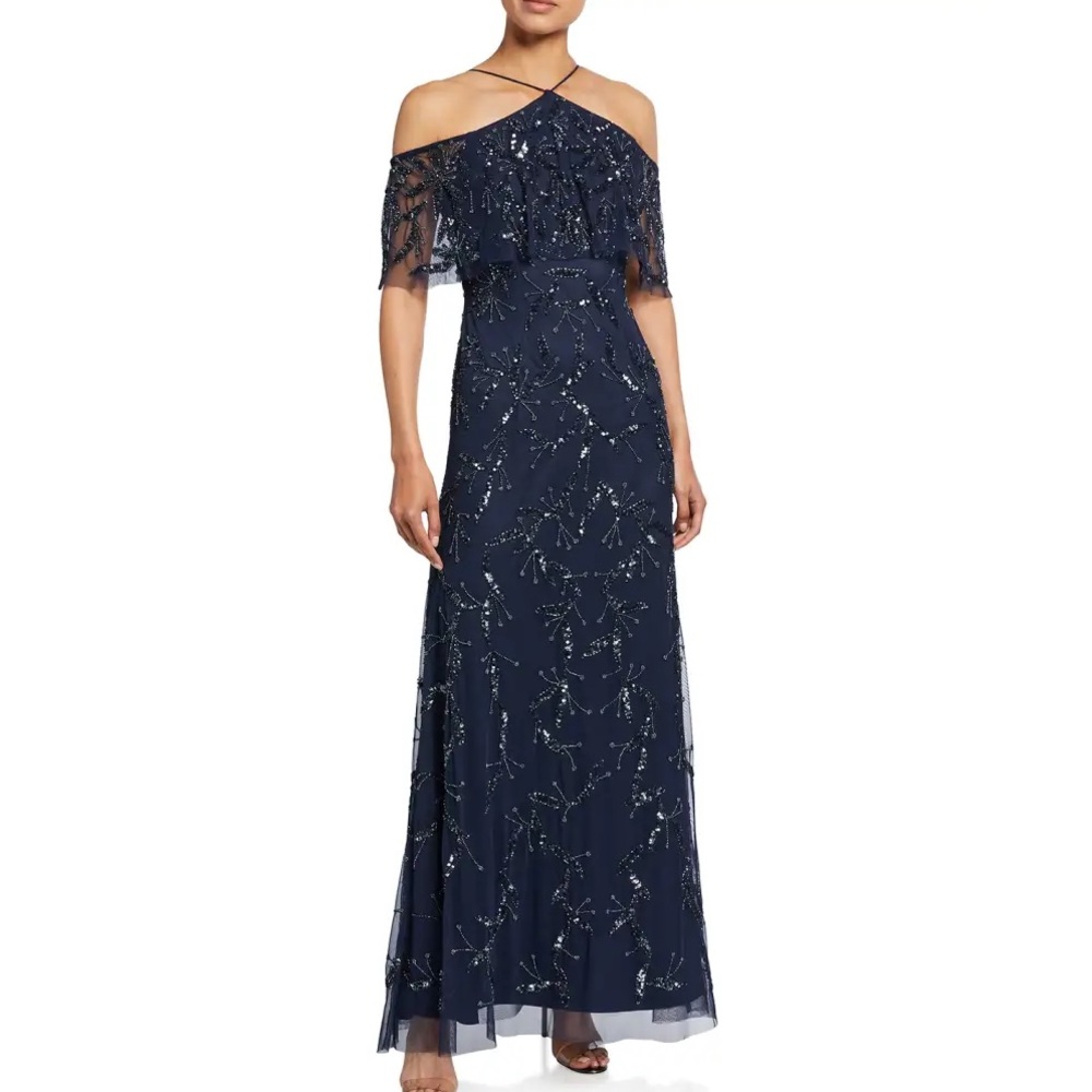 Aidan Mattox Beaded Navy Gown